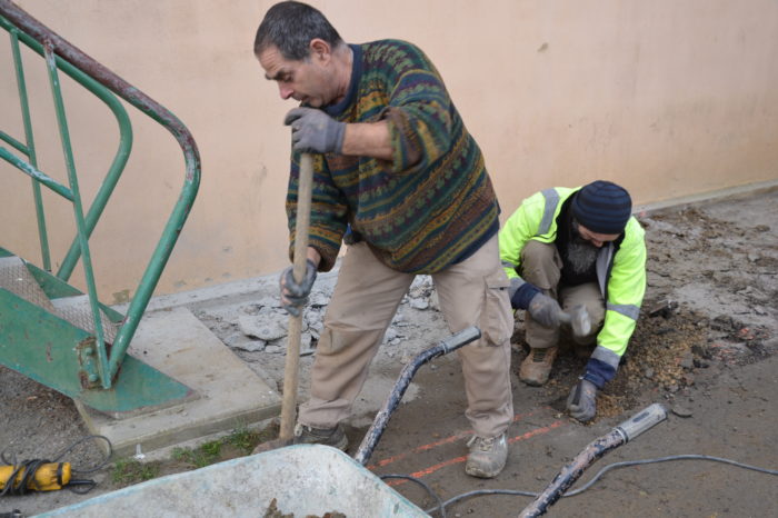Travaux au stade - Préparation du chantier