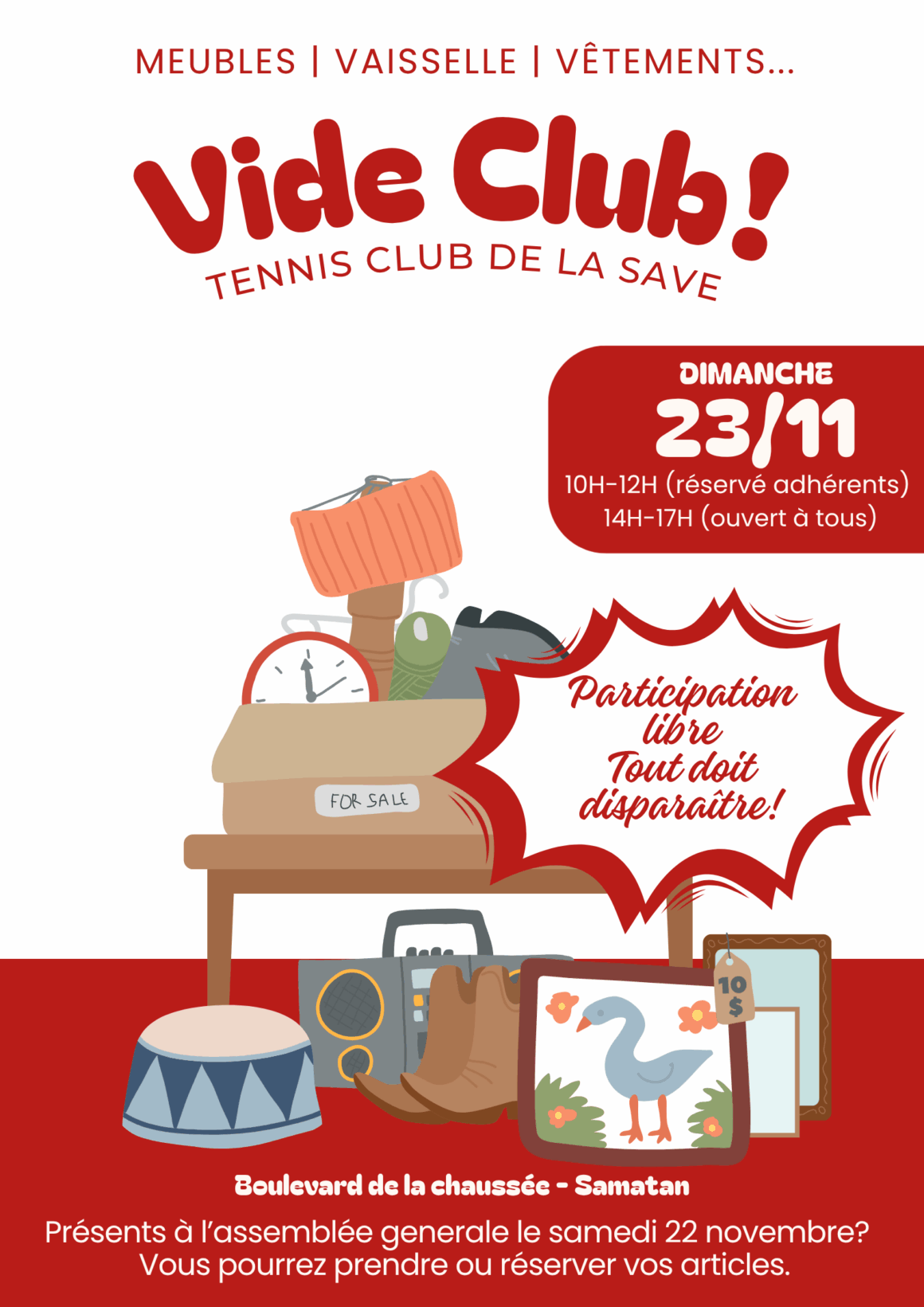 Affiche vide club 23 novembre